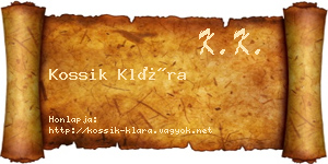 Kossik Klára névjegykártya